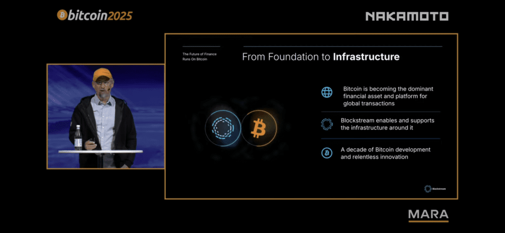 Adam Back Presents Blockstream’s Bitcoin-First Infrastructure Vision At Bitcoin 2025